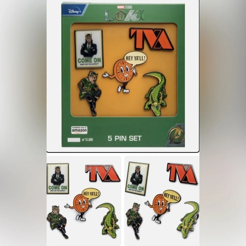 Marvel Studios Loki Collectible 5 Piece Enamel Pin Set Limited Edition New